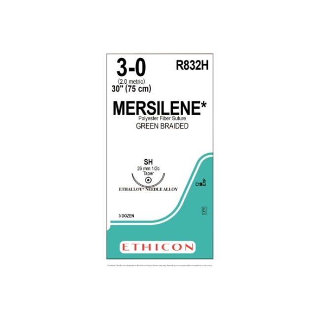 Sutures  Mersilene Suture   30   Green   Sh Needle   Size 3 0