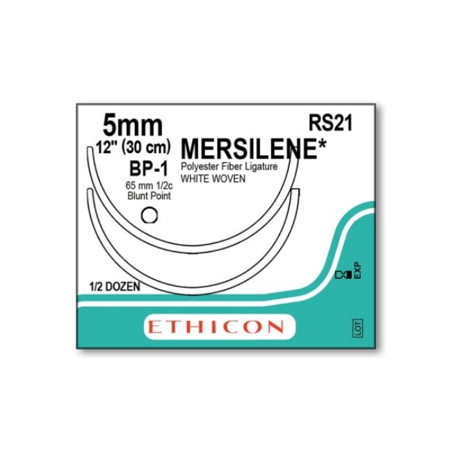 Sutures  Mersilene Woven Suture   White   12   5 Mm   Bp 1 Needle