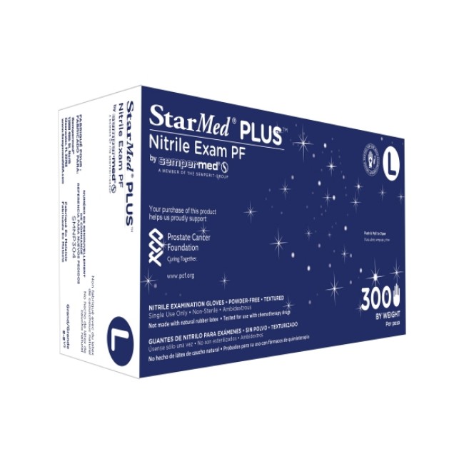 Exam Glove Starmed  Plus  Large Nonsterile Nitrile Standard Cuff Length Textured Fingertips Blue Chemo Tested   Fentanyl Tested