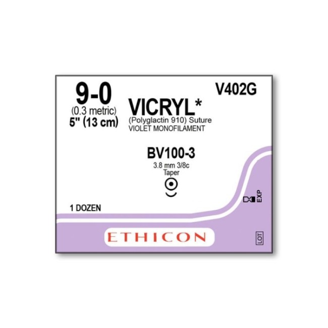 Suture   Vicryl  Violet Coated Vicryl 9 0 Bv100 3 5  Suture