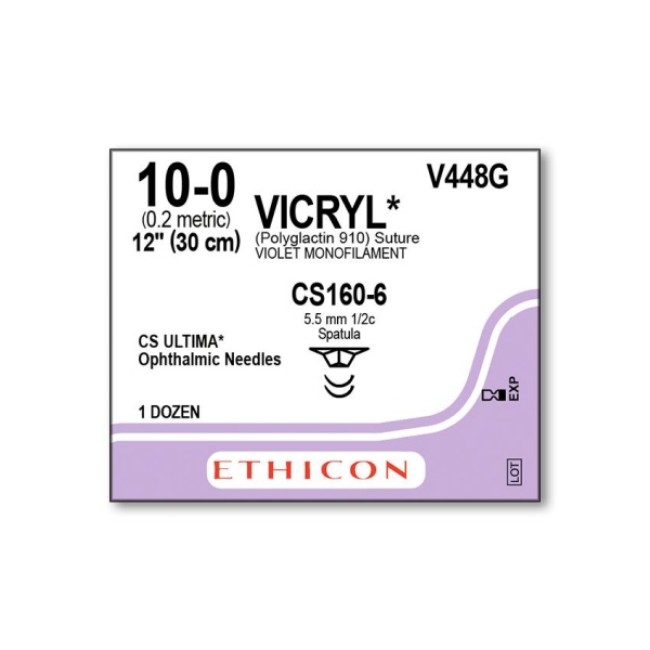 Sutures  Vicryl Absorbable Suture   Violet Monofilament   Cs160 6 Needle   Size 10 0   12 