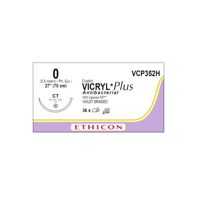 Sutures  Coated Vicryl Plus Antibacterial Suture   Violet Braided   Ct Needle   Size 0   27 