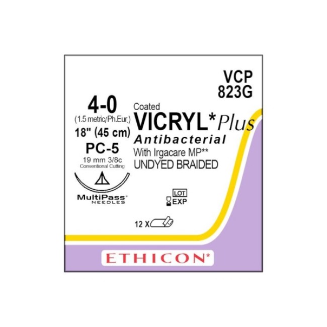 Sutures  Vicryl Plus Coated Undyed Suture   Braided   45 Cm   Size 4 0