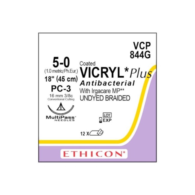 Sutures  Vicryl Plus Coated Undyed Suture   Braided   45 Cm   Size 5 0