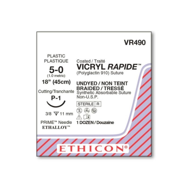 Sutures  Coated Vicryl Rapide Suture   5 0   18   Braided