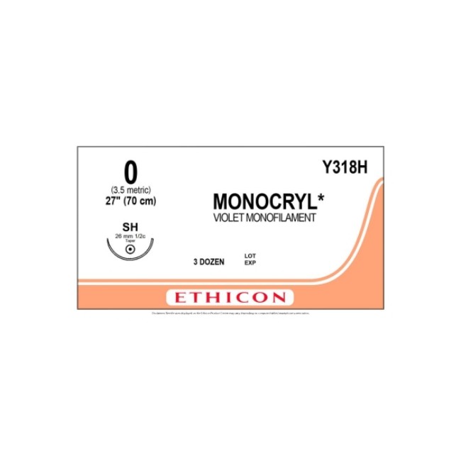 Sutures  Monocryl Monofilament Suture   Violet   Sh   27   Size 0 0