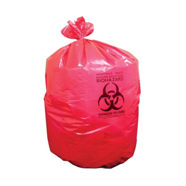 Liners  Printed High Density Biohazard Can Liner   Red   8 10 Gal   24  X 24 