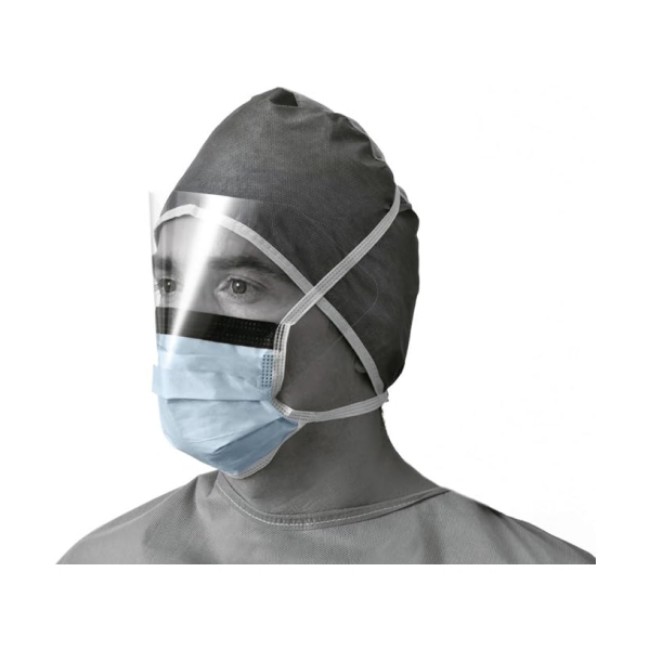 Masks  Astm Level 1 Anti Fog Surgical Face Mask With Eye Shield With Ties   Blue