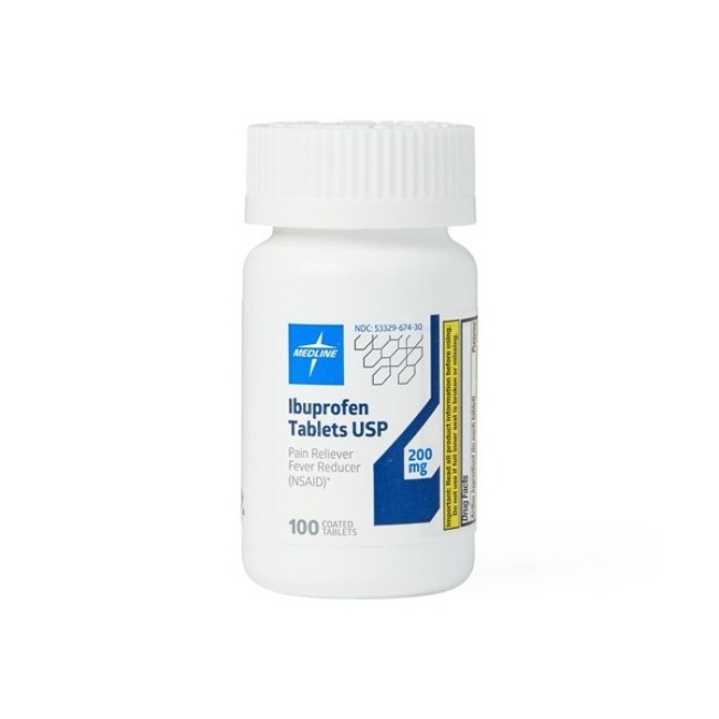 Ibuprofen Tablet   Medline   200 Mg   100 Tablets   Bottle