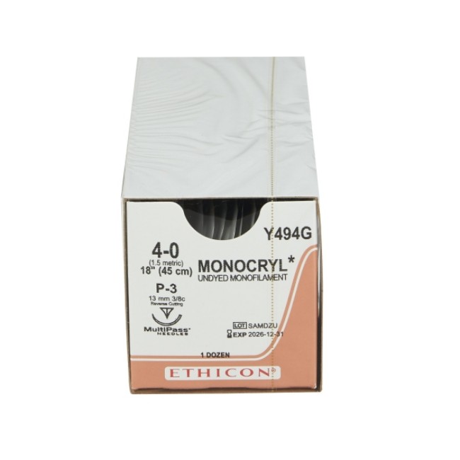 Suture   Monocryl Undyed 4 0 18 P3